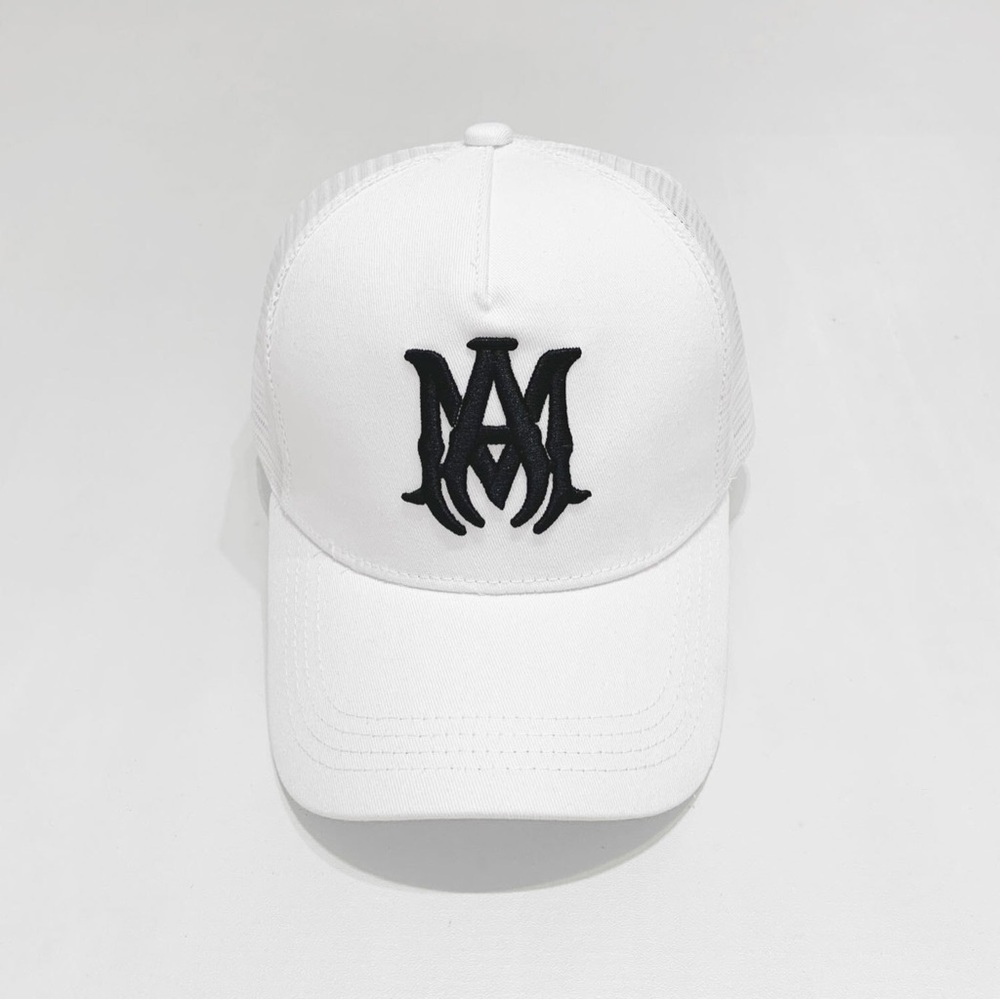 AMIRI White Hat with Bold Black Emblem